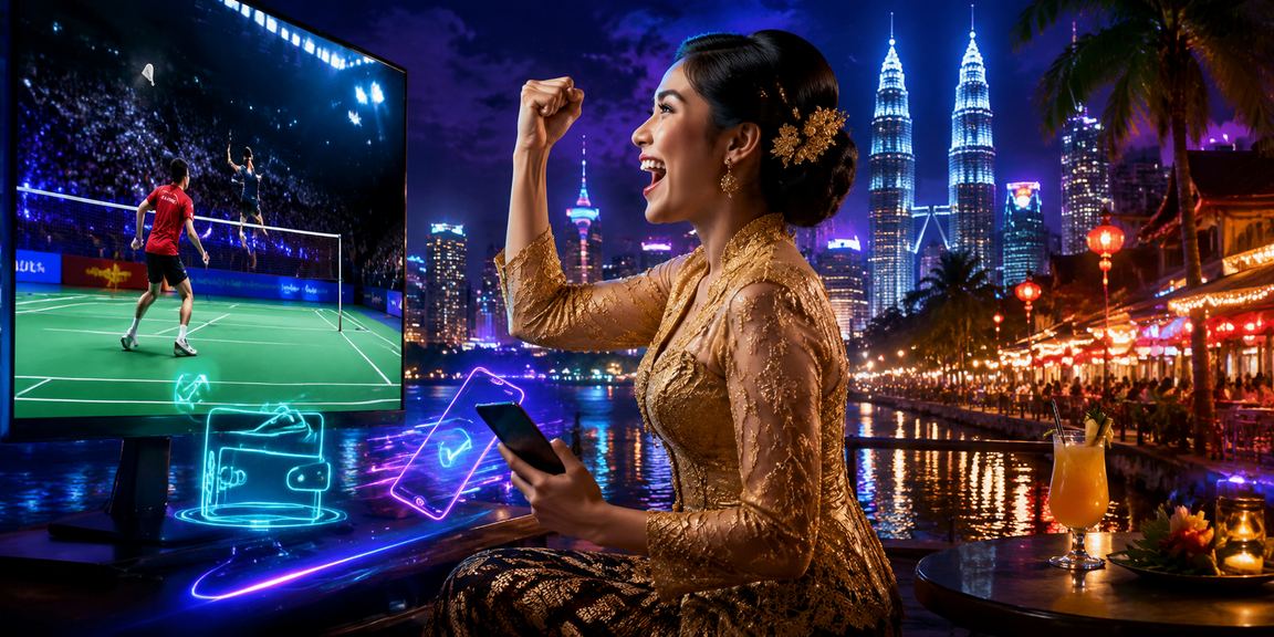 Pandangan bandar Kuala Lumpur dengan tema pertaruhan dalam kebaya tradisional Melayu