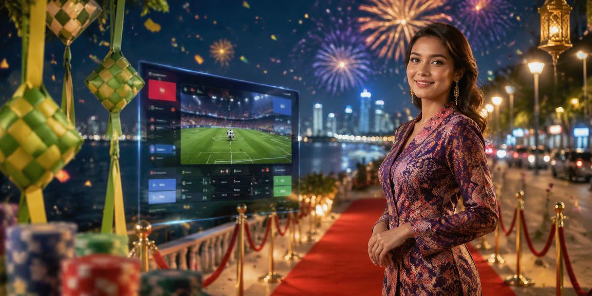 Suasana hiburan dan pertaruhan bola sepak di Kuantan dengan motif batik Malaysia